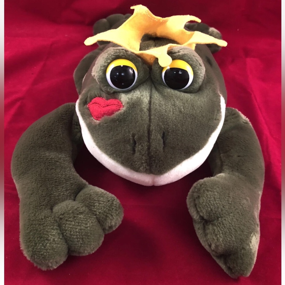 A&A Plush Frog Flopsies Collection Plush Stuffed Animal Toy, King, Kiss, Crown